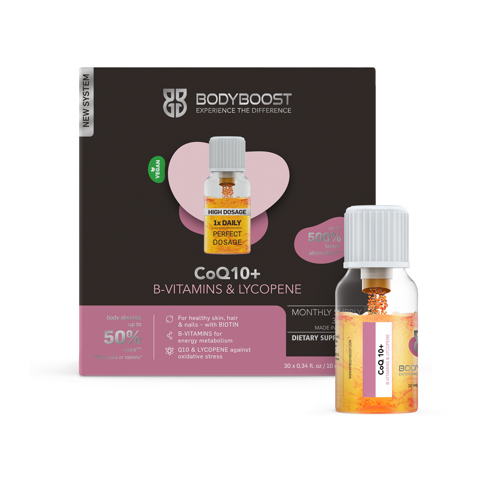 CoQ10 + B-vitamins & Lycopene - 30 Vials - monthly supply